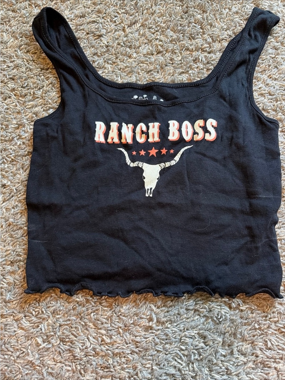 Ranch Boss Black Graphic Crop Tank - Women's